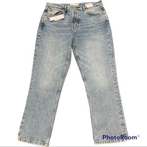 NEW Topshop high rise straight leg ankle non-stretch jeans women’s W32 10 12P